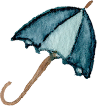 Watercolor umbrella icon symbolizing discernment and gentle covering in the healing journey.